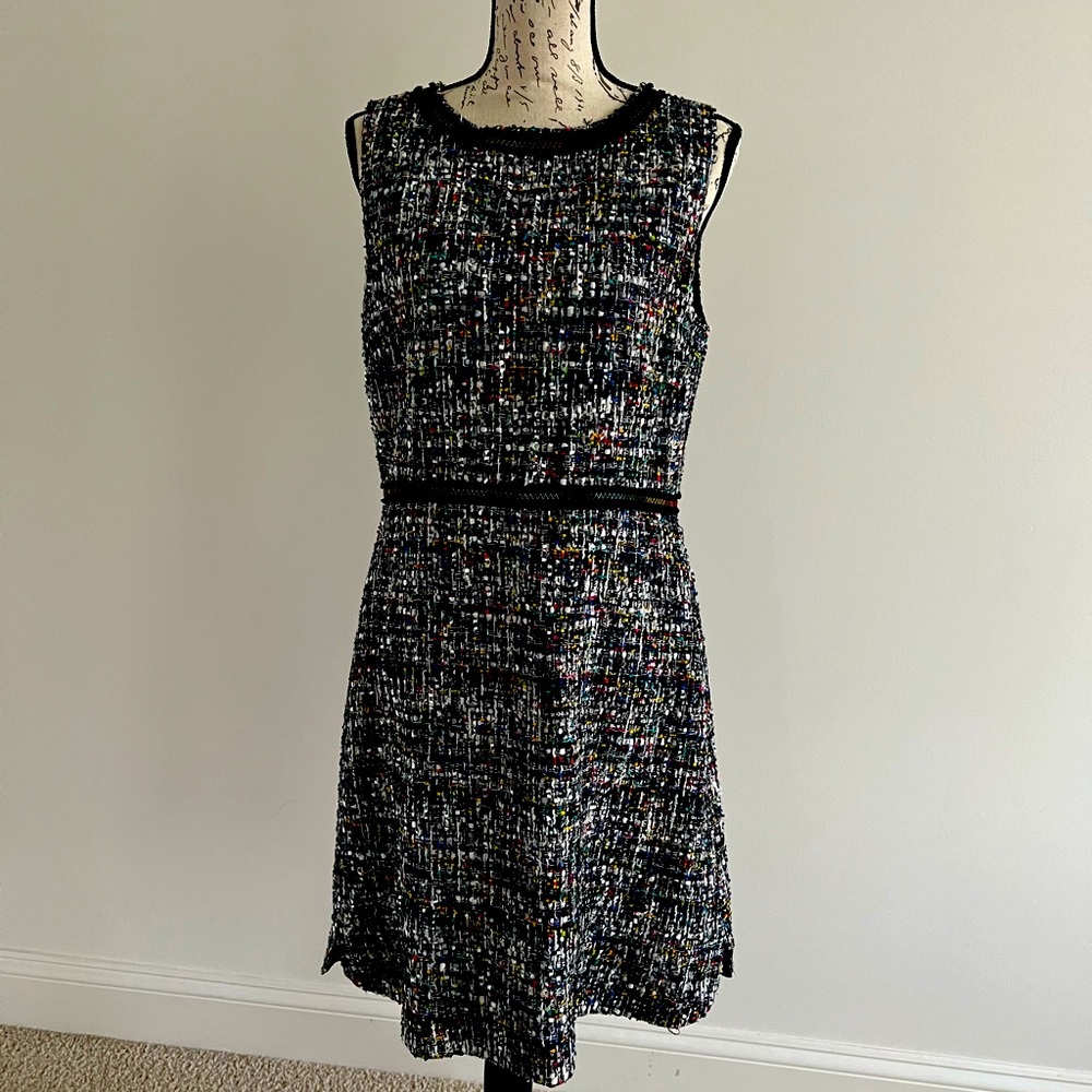 NWOT Boutique Moschino Multicolor Tweed Sleeveless Dress
